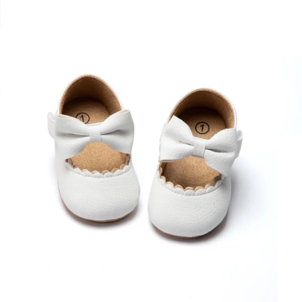 KIDSUN Baby Casual Shoes Infant Toddler Bowknot Non-slip Rubber Soft-Sole Flat PU First Walker Newborn Bow Decor Mary Janes - Image 3