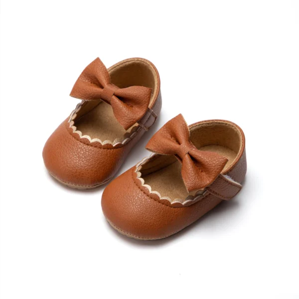 KIDSUN Baby Casual Shoes Infant Toddler Bowknot Non-slip Rubber Soft-Sole Flat PU First Walker Newborn Bow Decor Mary Janes - Image 4