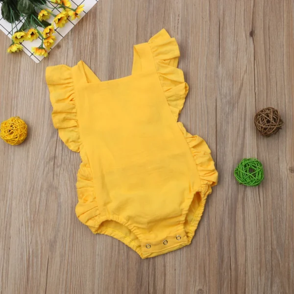 Citgeett Summer Newborn Baby Girl Bodysuit Ruffle Sleeveless Cute Solid Jumpsuit 4 Colors rUFFLE solid Fashion Outfits Sunsuit - Image 3