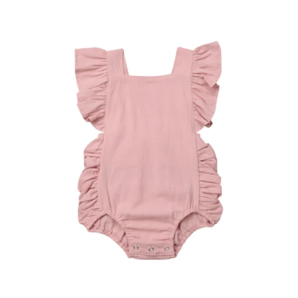 Citgeett Summer Newborn Baby Girl Bodysuit Ruffle Sleeveless Cute Solid Jumpsuit 4 Colors rUFFLE solid Fashion Outfits Sunsuit - Image 2