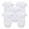 Kavkas 3PCS 5PCS Baby Boys Girls Clothes Solid White Short Sleeve Cotton Baby Bodysuits body bebe 0-24 months Newborn Jumpsuit