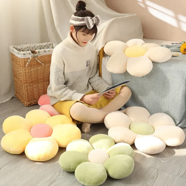 35/45cm Stuffed Six Petal Flower Cushion Girly Room Decor Sunflower Pillow Bay Window Pink Flower Sit Bedroom Seat Pillow - Image 3