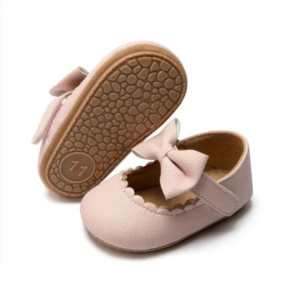 KIDSUN Baby Casual Shoes Infant Toddler Bowknot Non-slip Rubber Soft-Sole Flat PU First Walker Newborn Bow Decor Mary Janes - Image 2