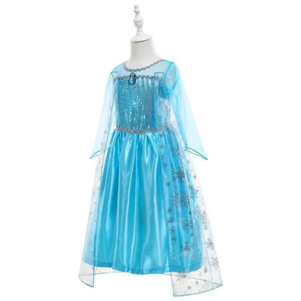 Disney Girls Elsa Princess Dress for Long Sleeve Kids Birthday Cosplay Frozen Costume Fancy 2024 Carnival Dress Up Party Costume - Image 3