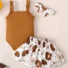 3PCS Clothes Set for Baby Girl 3-18 Months Sleeveless Solid Bodysuit+Floral Skirt+Headband Summer Infant Girl Casual Outfit Suit - Image 6