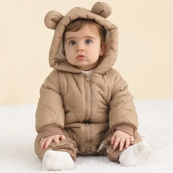 Newborn Baby Romper Winter Thicken Cotton Jumpsuit Infant Onesie Fleece Lining Hooded Rompers for Boy Girl Clothes Kids Outfit - Image 2