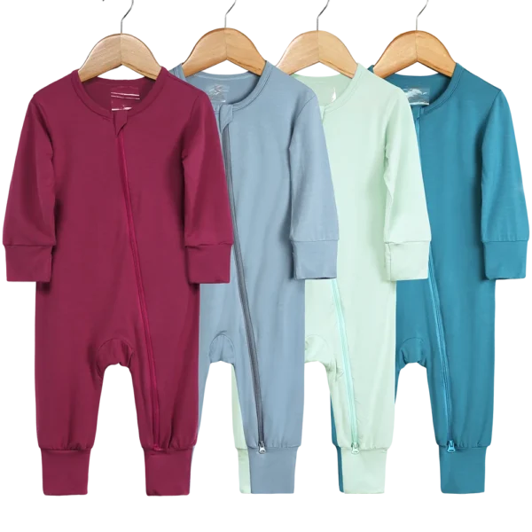 2024 Newborn Baby Bamboo Fiber Romper Solid Breathable Long Sleeve Clothes For 0-24M Boy Girl Jumpsuit Infant Loungewear Pyjamas - Image 4