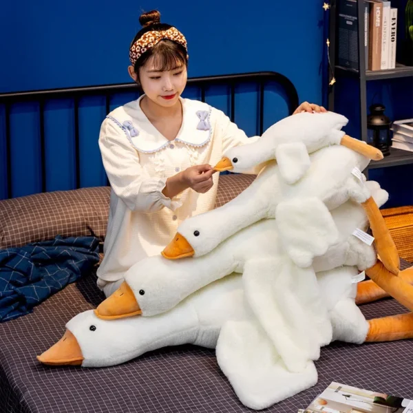 Gaint White Goose Plush Toy Super Soft Goose Stuffed Animals Plushie Huging Pillow Yellow Duck Peluche Birthday Gifts for Kids - Image 2