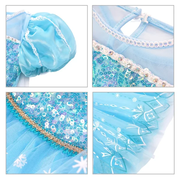 Disney Forzen Elsa Dress Kids Princess Cosplay Costume for Baby Girls Halloween Costume Girls 2-8 Years Christmas Birthday Gift - Image 5