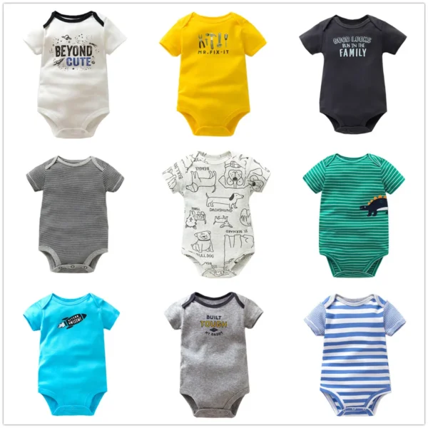 3Pcs/Lot Baby Bodysuits Summer Boy Girl Clothes Cotton Flower Rompers Newborn Clothing Cartoon Infant Outfit 3 -24 Months - Image 2