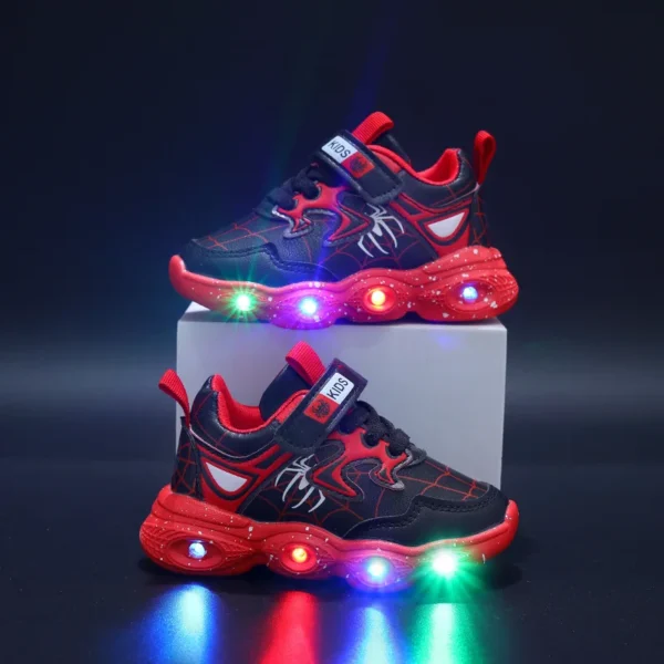 Disney LED Casual Sneakers Red Black For Spring Boys Spiderman Mesh Outdoor Shoes Children Lighted Non-slip Shoes Size 21-30 - Image 3