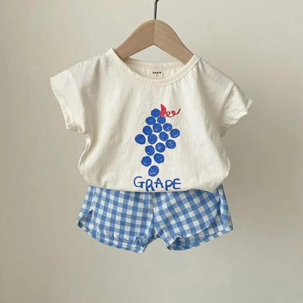 1 2 3 4Years Girls Short Sleeve Sets New Designer Loose T Shirts Pure Cotton 2pcs Outdoor Wear Children Printed Tees Suits Kids - Image 6