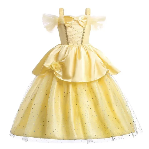 Kids Belle Costume Girl Halloween Princess Cosplay Party Dress Children Rapunzel Cinderella Anna Elsa Encanto Birthday Clothes - Image 2