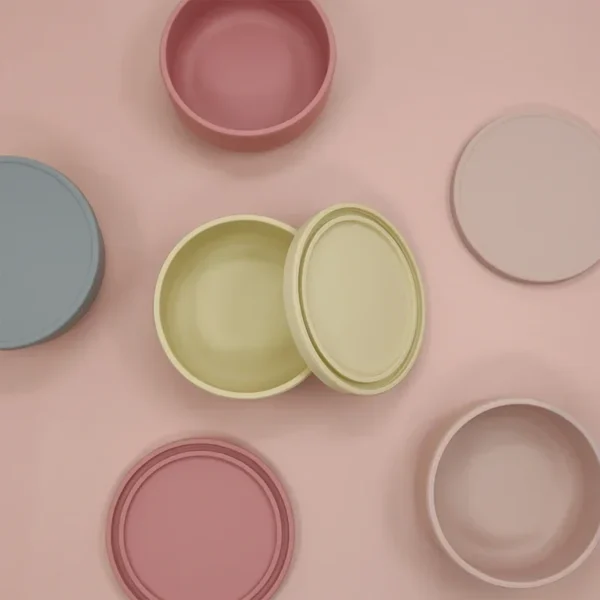 100% Food Grade Non-Toxic BPA Free Toddler First Stage Feeding Silicone Baby Bowl with Lids - Image 3