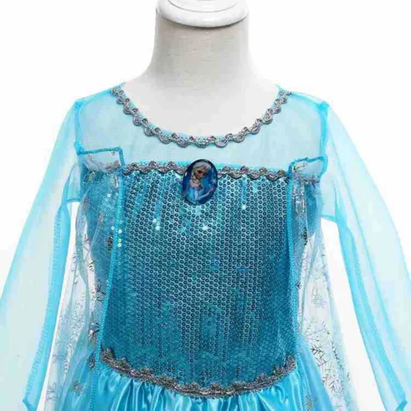 Disney Girls Elsa Princess Dress for Long Sleeve Kids Birthday Cosplay Frozen Costume Fancy 2024 Carnival Dress Up Party Costume - Image 5