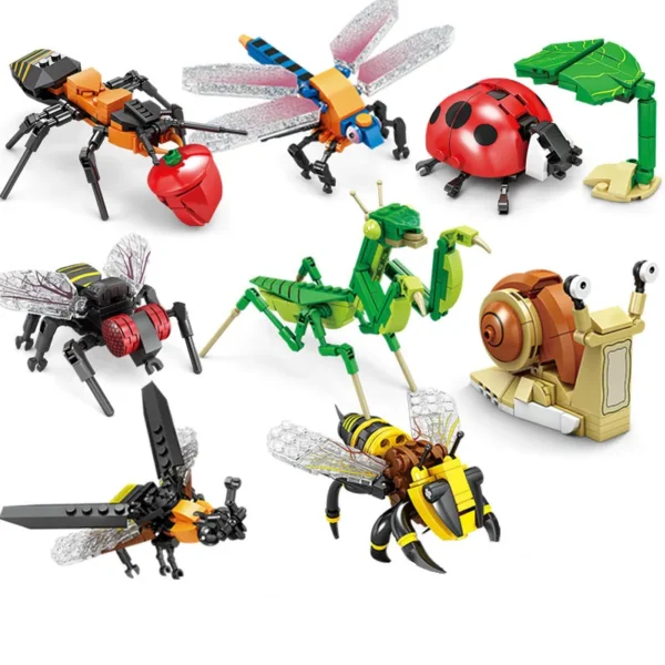 Creative Building Blocks Insect Model Bee Dragonfly Ant Mantis Children's Assembled Toys Interesting Animal Ornaments Gifts - Image 2