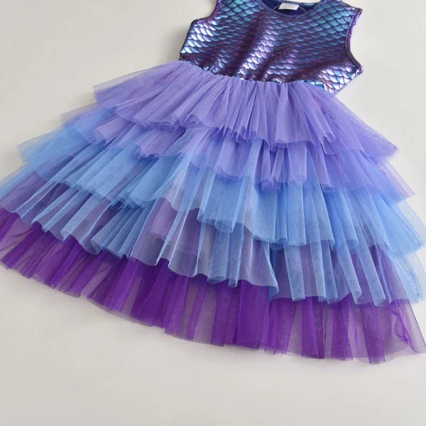 Girls Perform Mermaid Dress Children Princess Tutu Dress Toddlers Summer Prom Dresses Kids Birthday Party School Casual Clothes - Image 5