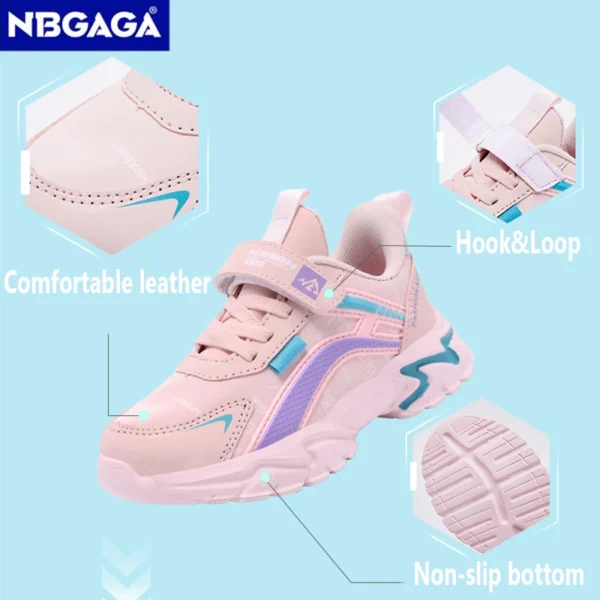 Kids Casual Pink Girls Leather Shoes Fashion For 7-15y Lightweight Running Young Student's Children Sports Girl's Shoe NBGAGA - Image 6