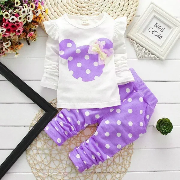 Stumbling toddler girl cartoon long sleeved set T-shirt+pants 2-piece children's fashion baby jacket newborn cotton set - Image 5