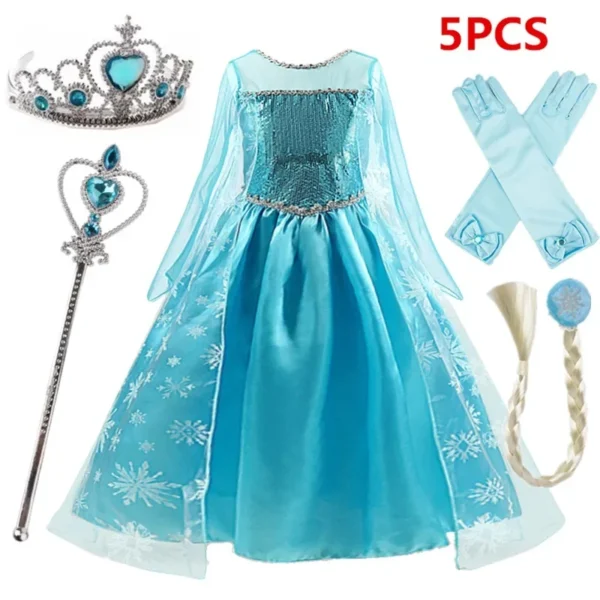Elsa Dress for Girls Elsa Costume Snow Queen Dress Cosplay Birthday Party Children Clothing 2024 Carnival Easter Girl Costumes - Image 5
