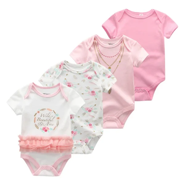 4Pieces New Born Bodysuit Print Cotton Baby Boy Clothes Short Sleeve Romper Baby Girl Clothes Cartoon 0-12M Bebes - Image 6