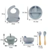 Children's Dishes Set Baby Silicone 6/8-piece Tableware Set Suction Cups Forks Spoons Bibs Straws Cups Mother and Baby Supplies - Image 5