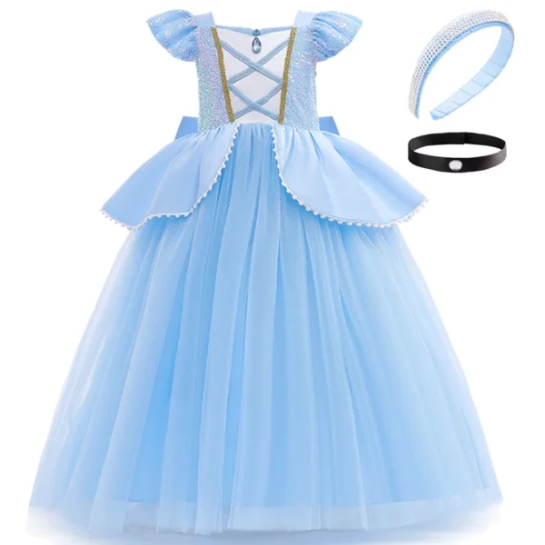 Disney Girl Cinderella Cosplay Dress Up Clothes For Girls Halloween Carnival Party Princess Costume Kids Birthday Wedding Gown - Image 5