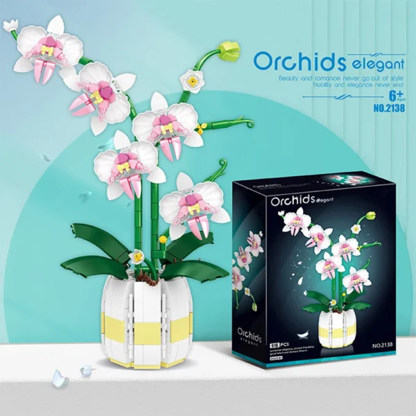 Building Blocks Orchid Flowers Bouquet Flower Blocks Bonsai Plant Model Bricks Romantic DIY Home Decoration Toy for Kids Gift - Image 2