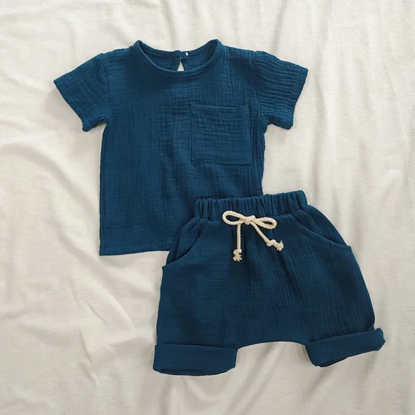 Organic Cotton Baby Clothes Set Summer Casual Tops Shorts For Boys Girls Set Unisex Toddlers 2 Pieces Kids Baby Outifs Clothing - Image 4
