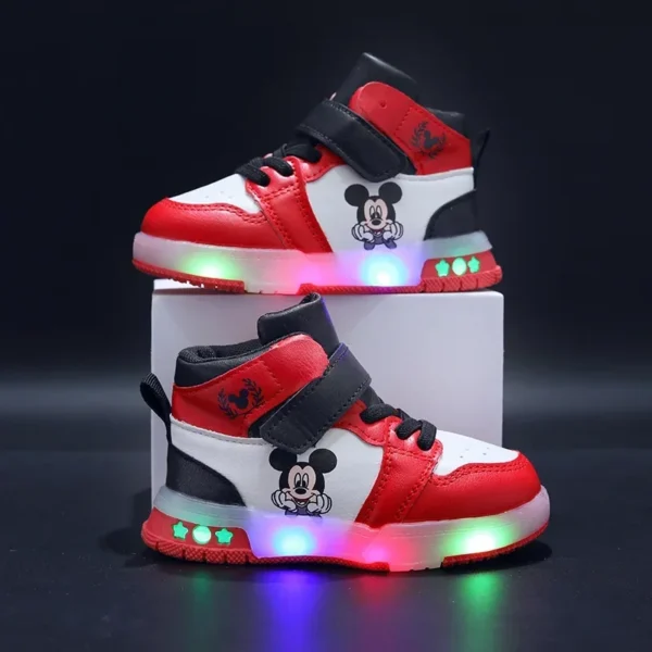 2024 Disney Children's Led Light Shoes Fashion Mickey Mouse Boys Sneakers Girls Cartton Casual Shoes Breathable Kids Sport Shoes - Image 3