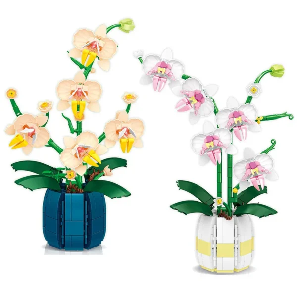 Building Blocks Orchid Flowers Bouquet Flower Blocks Bonsai Plant Model Bricks Romantic DIY Home Decoration Toy for Kids Gift - Image 3