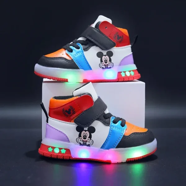 2024 Disney Children's Led Light Shoes Fashion Mickey Mouse Boys Sneakers Girls Cartton Casual Shoes Breathable Kids Sport Shoes - Image 4