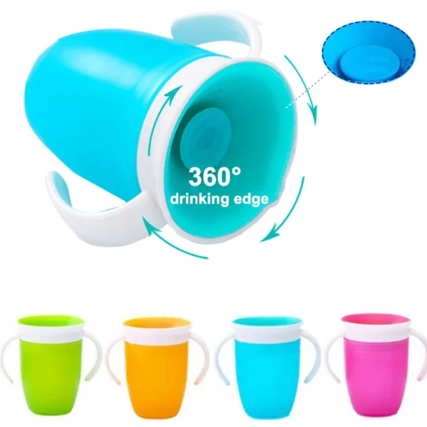 360 Degrees Can Be Rotated Baby Learning Drinking Cup with Double Handle Flip Lid Leakproof Silicone Infants Water Cups Bottle - Image 6