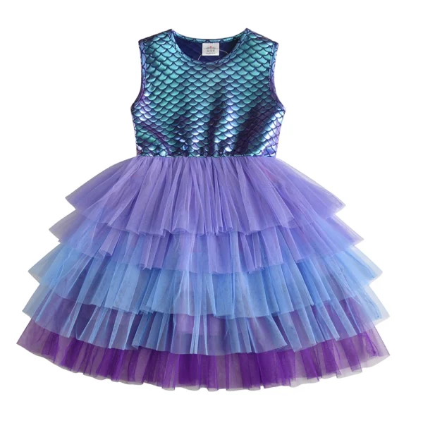 Girls Perform Mermaid Dress Children Princess Tutu Dress Toddlers Summer Prom Dresses Kids Birthday Party School Casual Clothes - Image 3