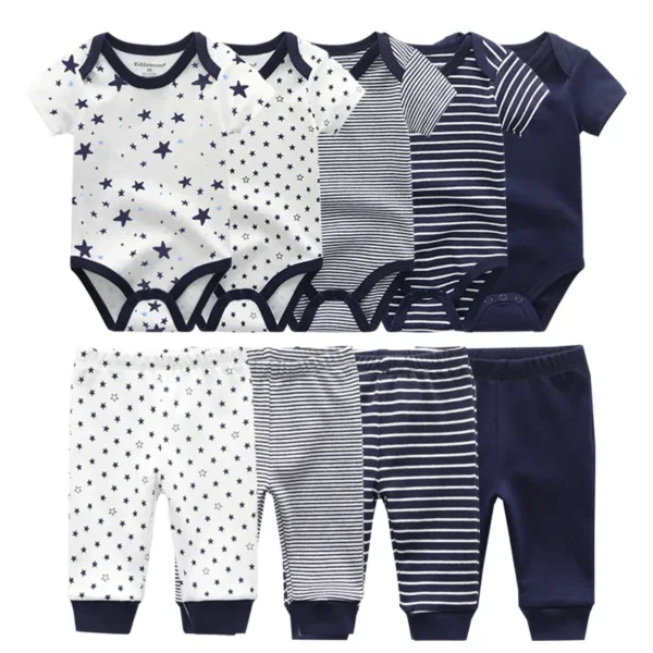 Unisex 6/9/10Pieces Cotton New Born Bodysuits+Pants Baby Girl Clothes Sets Cartoon Print Short Sleeve Baby Boy Clothes Bebes - Image 6