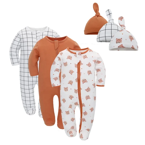 3pcs Baby Rompers Zip Newborn Sleepsuits Pajamas Sleepwear Sleepers Cotton Infant Onesies Boys Girls Toddler Clothes Jumpsuits - Image 4