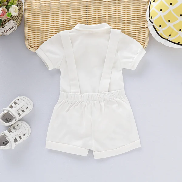 0-24 Months Newborn Baby Boy Gentlemen Clothes Set Bowtie Short Sleeve Cotton Romper+Suspender Pant Toddler Summer 2PCS Outfits - Image 6