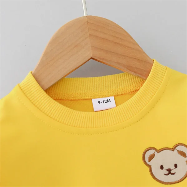 2PCS Children's Set Spring and Autumn Simple Little Bear Head Round Neck Long Sleeve Pants - Image 3