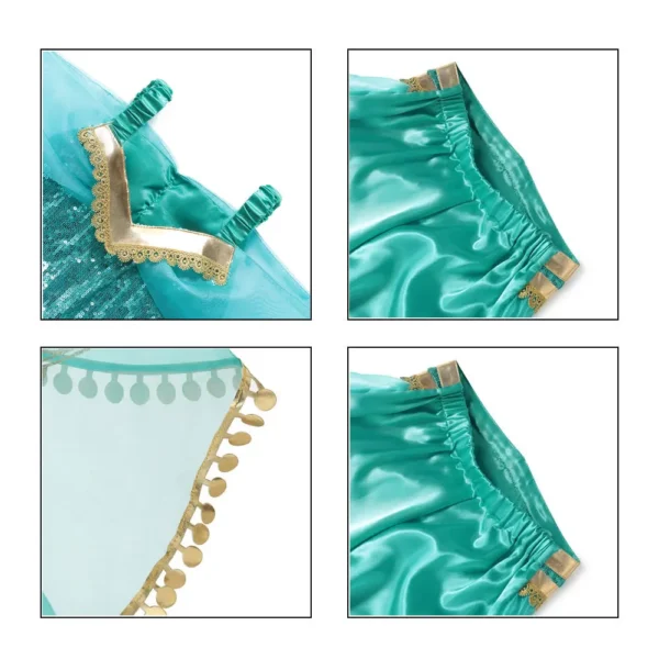 Disney Jasmine Princess Dress of Birthday Party Carnival Cosplay Aladdin Agic Lamp Girls Costume Vestidos Halloween Clothing Set - Image 6