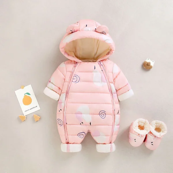 Children Autumn Winter Overall For Infant Down Cotton Thicken Clothes Hooded new born Baby costume Boys Girls Jumpsuit Romper - Image 5