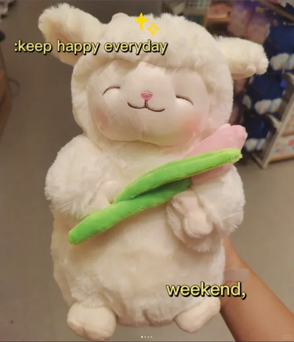 Kawaii Sheep Cute Soft Sweet Lovely Stuffed Animal Look Doll Pink Tulip White Plushie Birthday Festival Gifts For Children Kids - Image 4