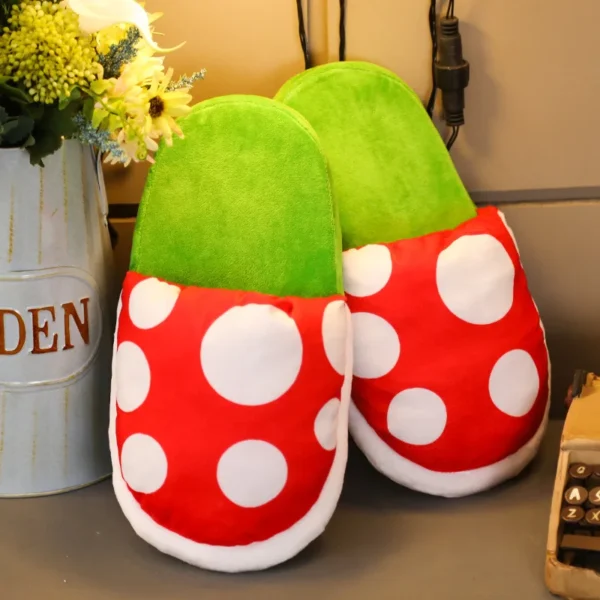 Mushroom Home Slippers Plush Piranha Plant Plush Creative Shoes Toys for Kids Peluche Stuffed Toy Kids Gift - Image 3