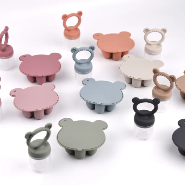 Latest Animal Design Bear Set Fruit Feeder Breast Milk Freezer Tray Food Soup Silicone Freezer Tray Silicone Popsicle Mold - Image 2