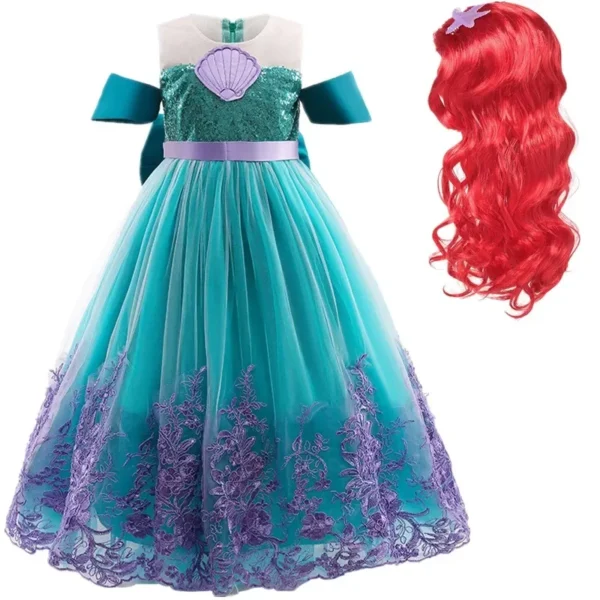 Little Mermaid Costume For Girl Ariel Dress Kids Birthday Halloween Carvinal Party Dresses Cosplay Clothes Children Prom Gown - Image 3