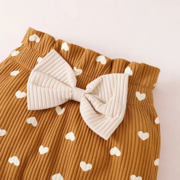 Toddler Newborn Baby Girl Clothes Set Long Sleeve Knitting Top Bodysuit Printed Love Heart Pants Headband Outfit - Image 6