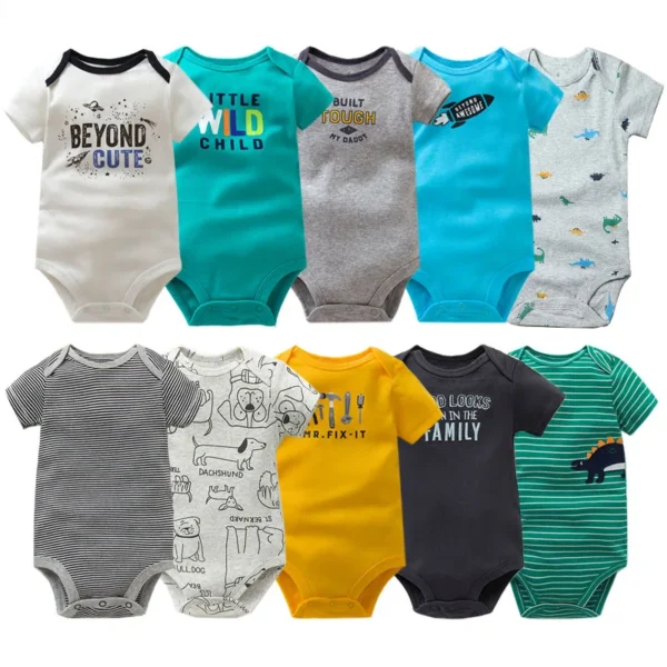 3Pcs/Lot Baby Bodysuits Summer Boy Girl Clothes Cotton Flower Rompers Newborn Clothing Cartoon Infant Outfit 3 -24 Months - Image 3