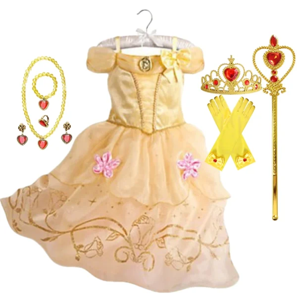 Disney Princess Costume Party Fancy Flower Vestido New 2024 Christmas Birthday Carnival Dress Up Rapunzel Belle Disguise Frock - Image 4