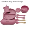 11Pcs Silicone Feeding Sets For Baby Personalized Name Children's Tableware Suction Cup Plates Bowl Spoon Feeding Cups BPA Free - Image 6