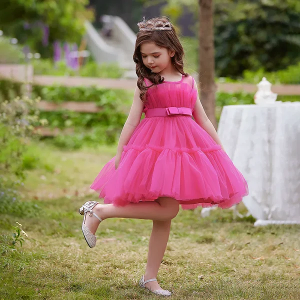 Kid's Party Formal Evening Dresses Elegant Party Dresses For Girls Dresses With Trailing Detachable Princess Dress - Image 4