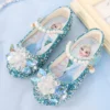 Disney Girl's Shoes Frozen Elsa Princess Soft Sole Shoes Summer Children's Crystal Pearly Shiny Girls Pink Blue Shoes - Image 5